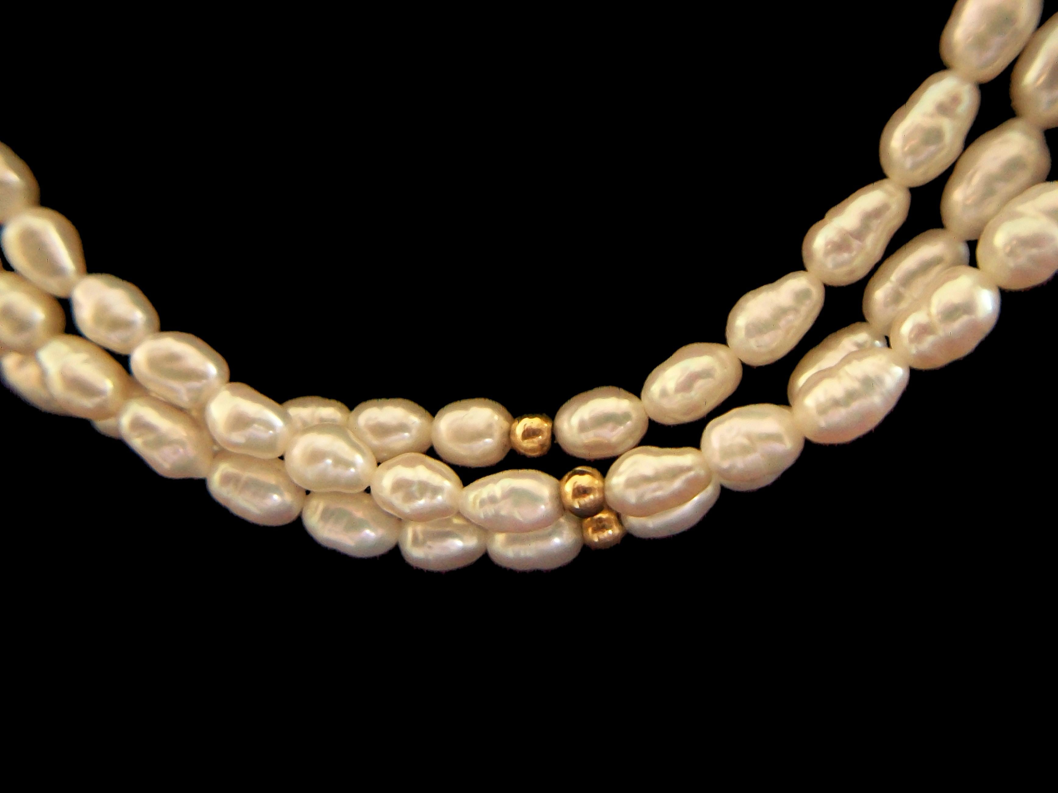 Vintage Matinee Length Keshi Baroque Pearl & 14K Gold Necklace - Circa 1980's For Sale 4