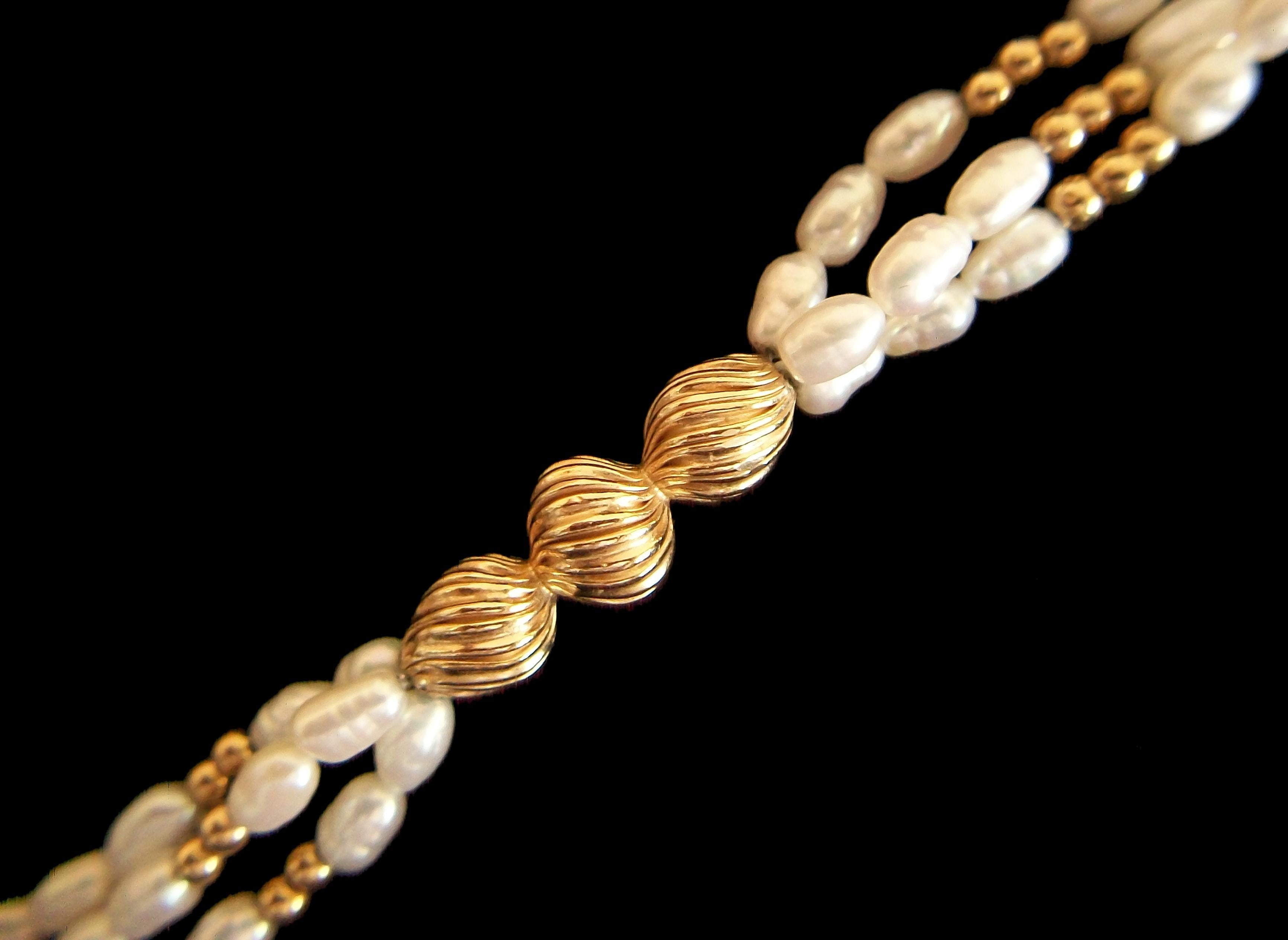 Vintage Matinee Length Keshi Barock Perle & 14K Gold Halskette - ca. 1980''s im Angebot 4