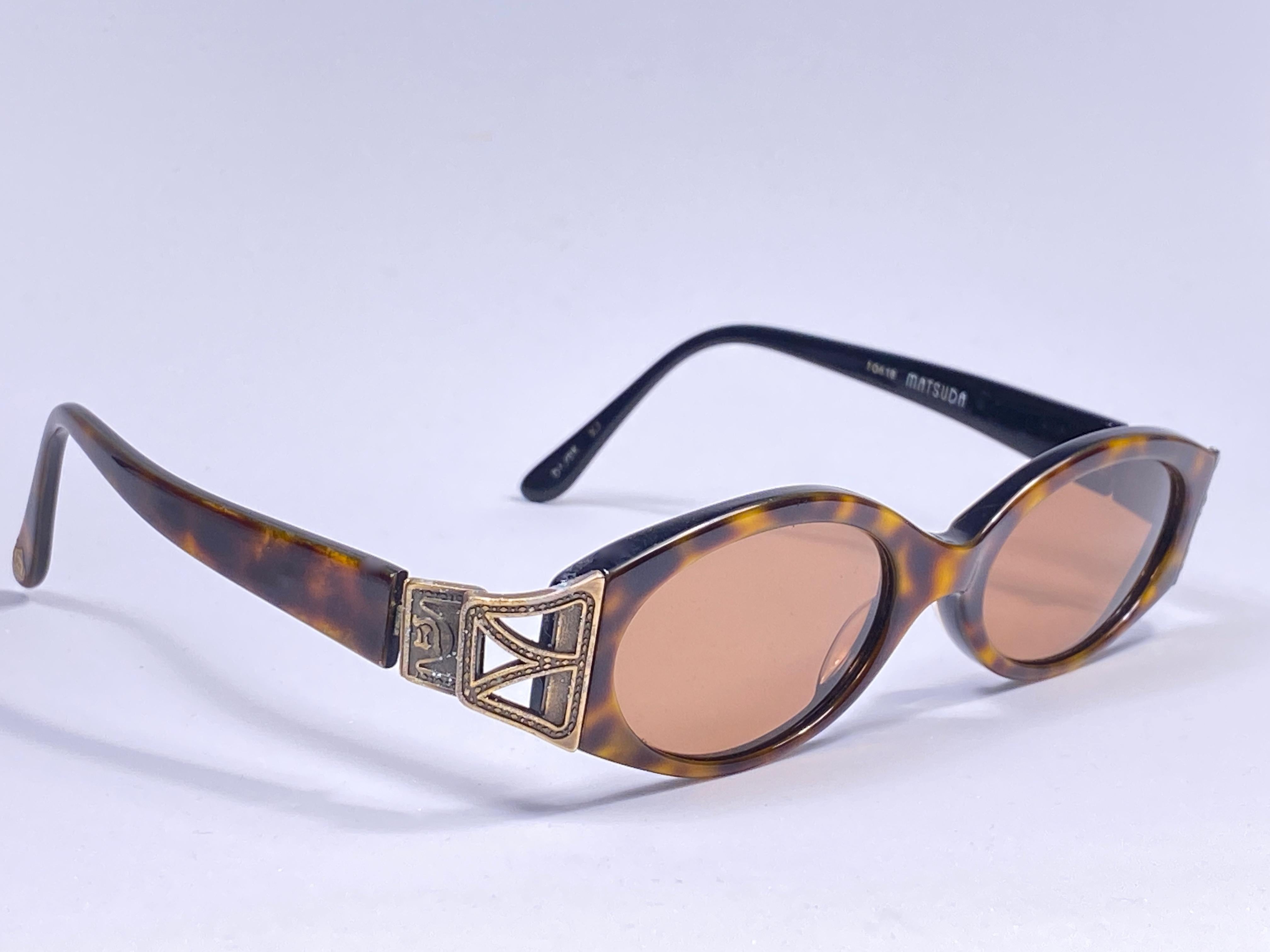 Gray  Vintage Matsuda 10618 Hexagonal Tortoise 1990's Made in Japan Sunglasses For Sale