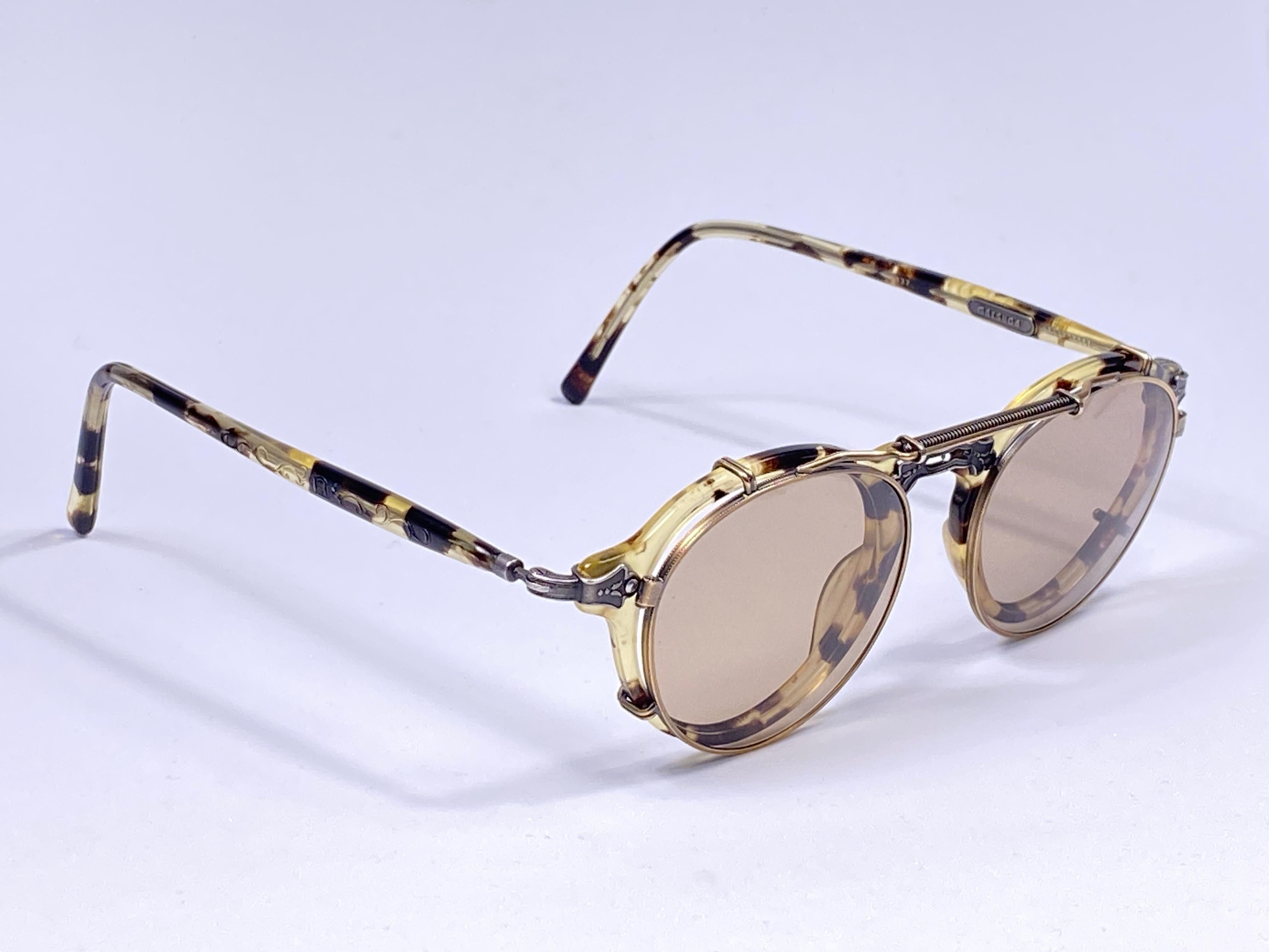 Brown Vintage Matsuda 2837 Light Tortoise Clip On RX 1990's Made in Japan Sunglasses