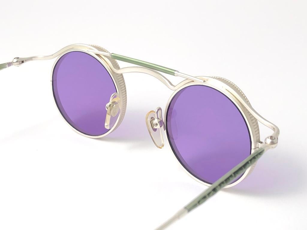  Vintage Matsuda 2903 Round Silver Matte Purple  1990's Made in Japan Sunglasses In Excellent Condition In Baleares, Baleares