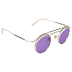  Vintage Matsuda 2903 Round Silver Matte Purple  1990's Made in Japan Sunglasses