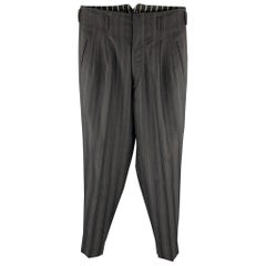 Vintage MATSUDA Size 32 Black Stripe Wool Zip Fly High Waisted Dress Pants