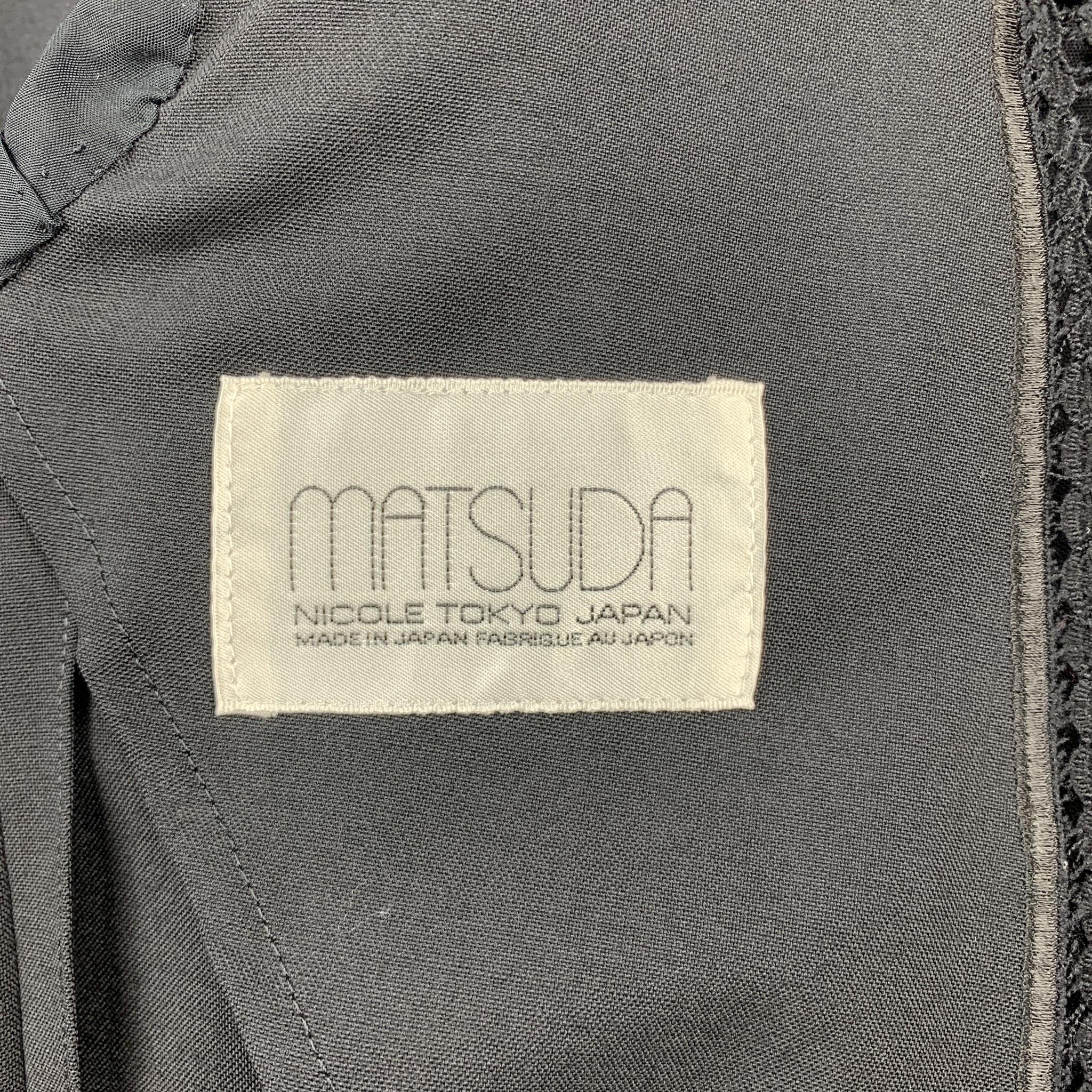 Vintage MATSUDA Size 42 Black Rayon / Wool Notch Lapel Suit 7