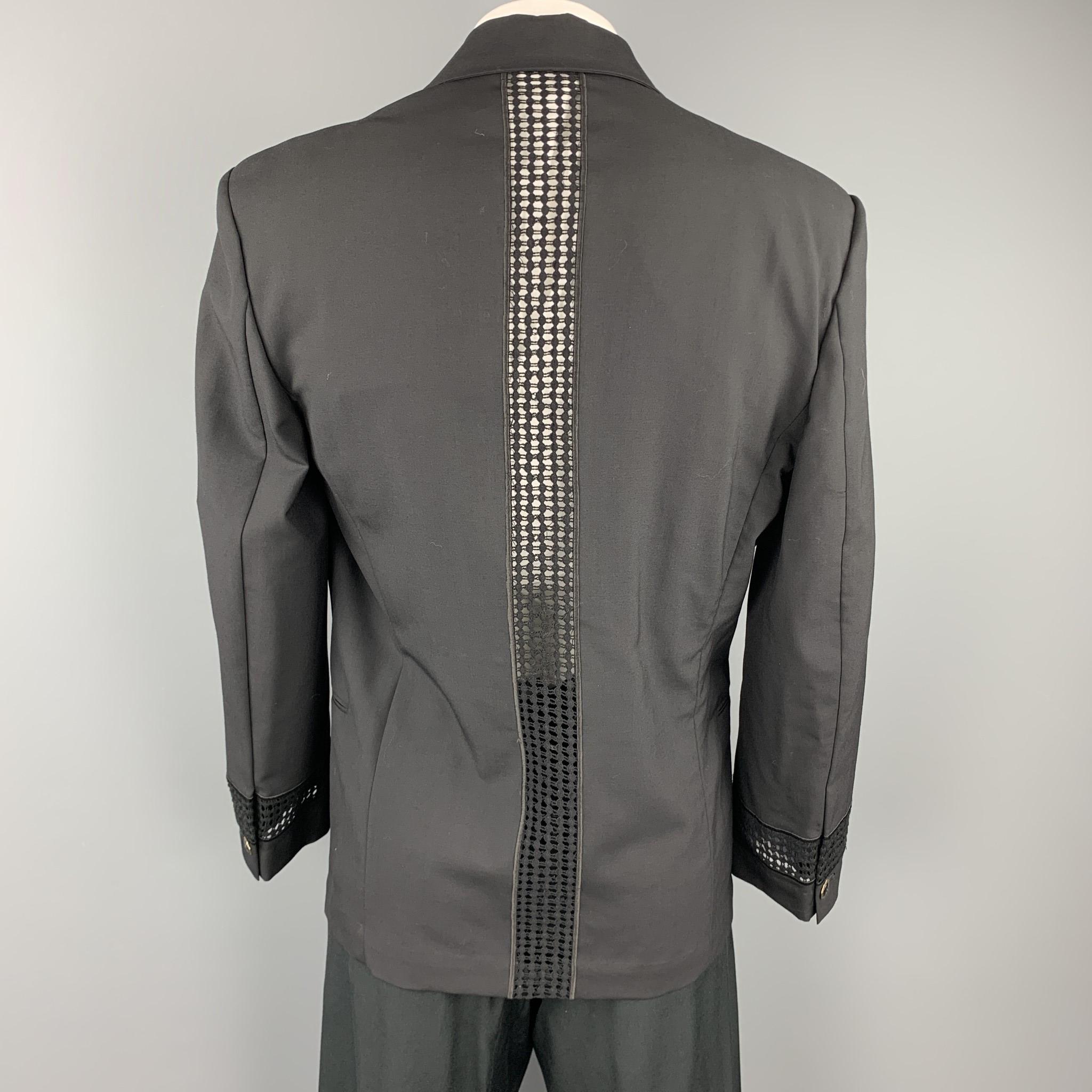 Men's Vintage MATSUDA Size 42 Black Rayon / Wool Notch Lapel Suit