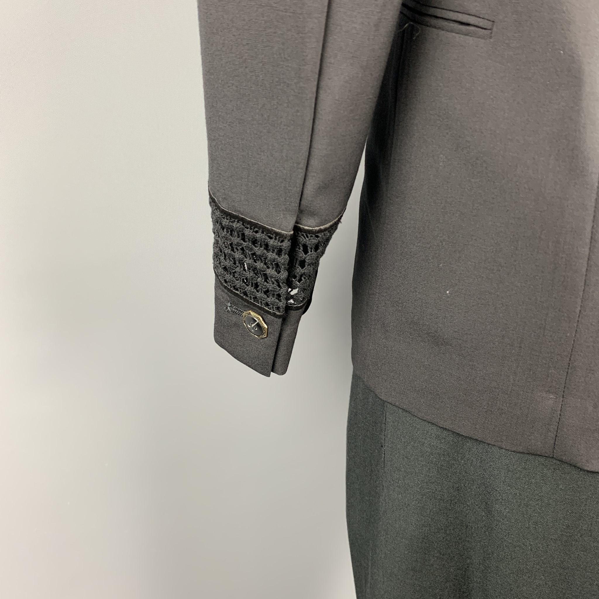 Vintage MATSUDA Size 42 Black Rayon / Wool Notch Lapel Suit 2