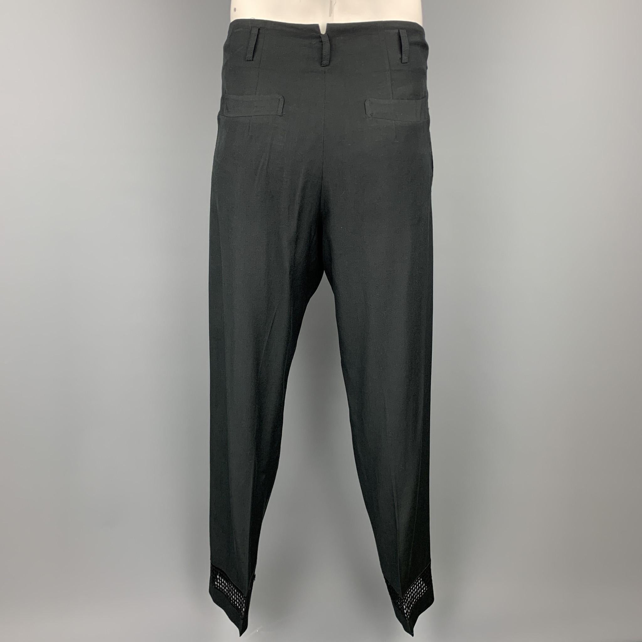 Vintage MATSUDA Size 42 Black Rayon / Wool Notch Lapel Suit 3