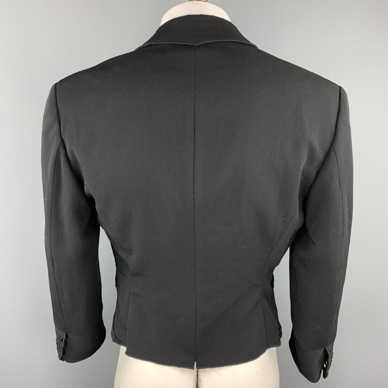 Men's Vintage MATSUDA Size M Black Guipure Wool Cropped Notch Lapel Jacket For Sale