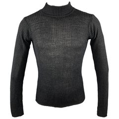 Vintage MATSUDA Size M Black Ribbed Knit Mock Turtleneck Pullover