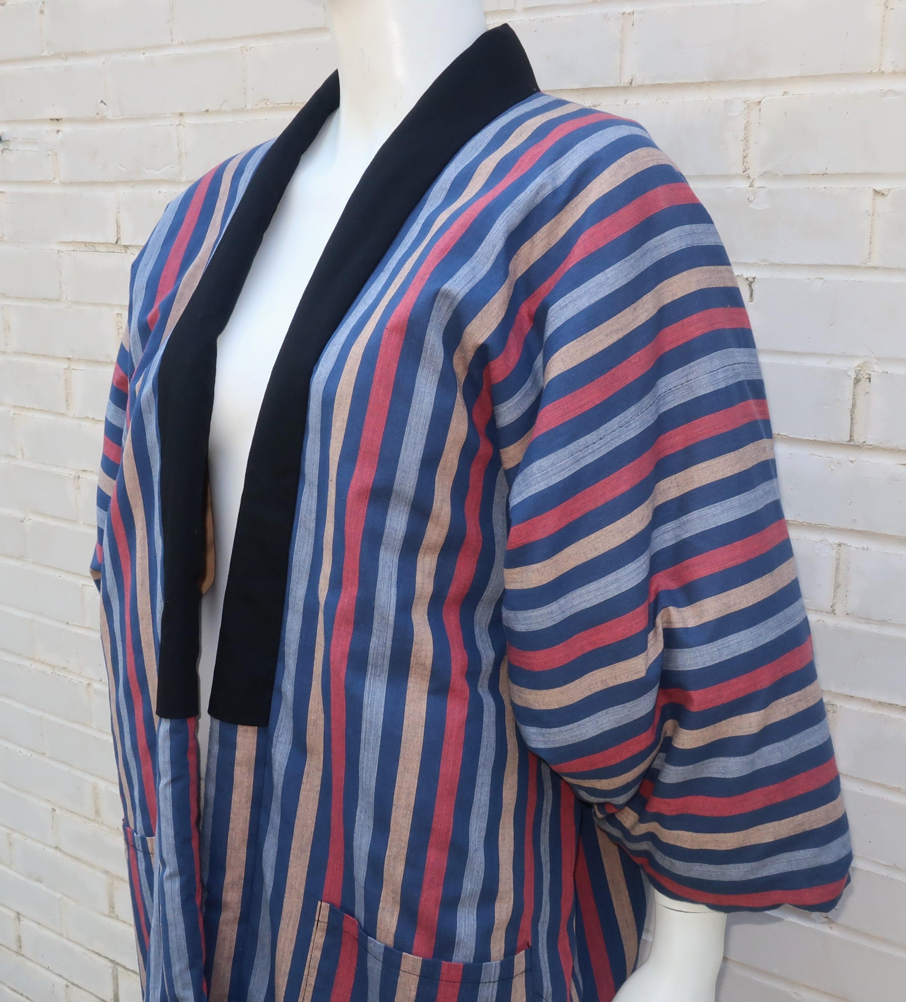 Vintage Matsuya Japanese Kimono Style Cotton Puffer Jacket In Good Condition In Atlanta, GA