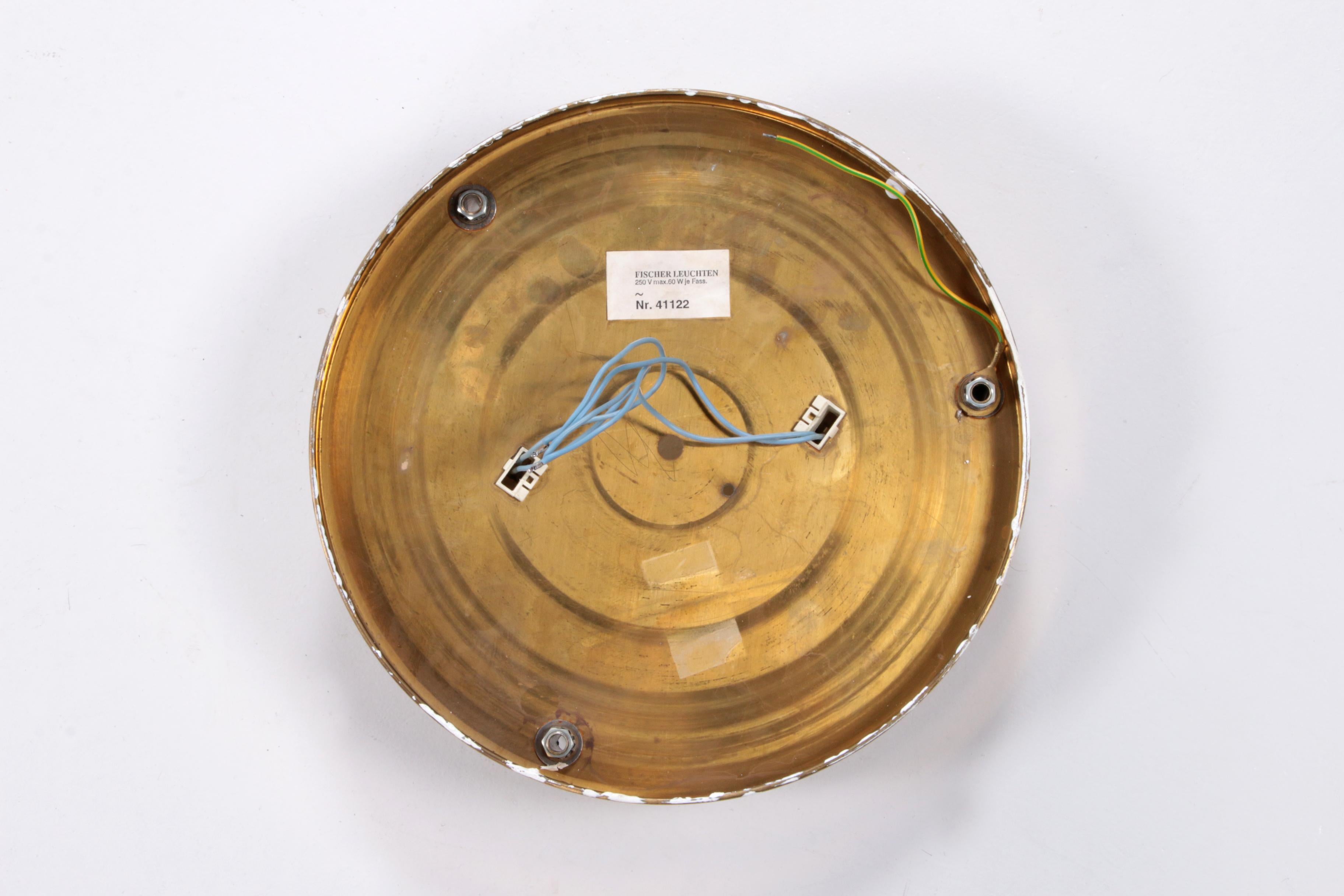 Mid-Century Modern Plafonnier vintage en verre mat de Fischer Leuchten en vente