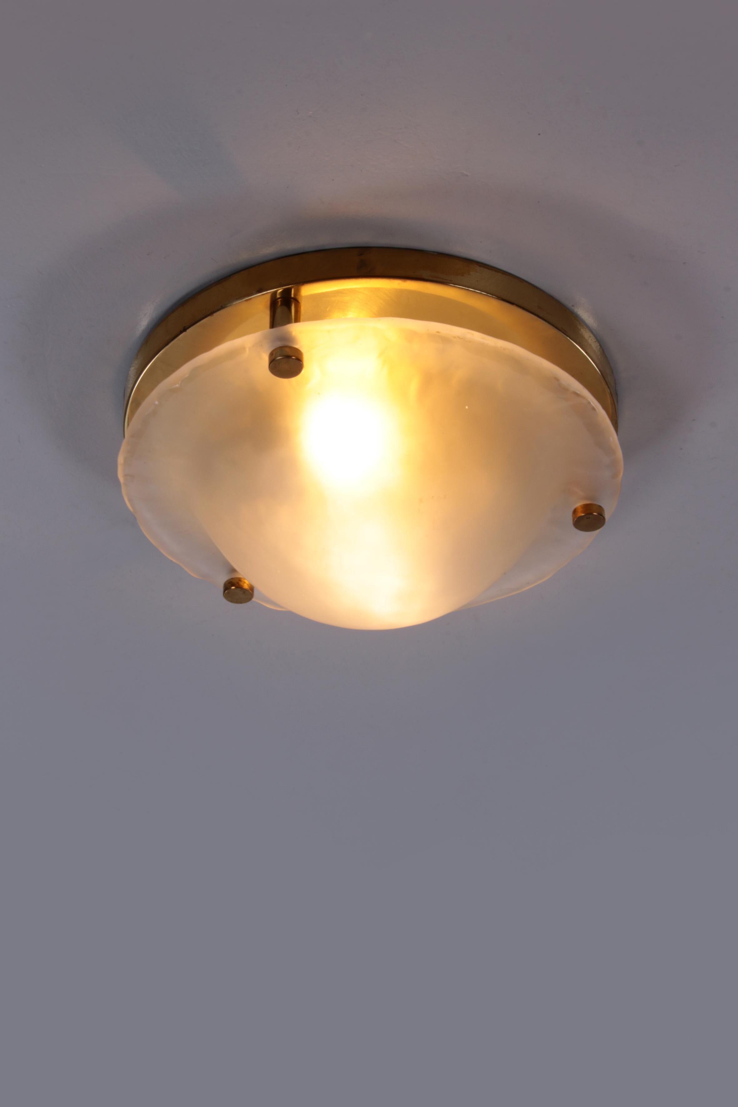 German Vintage matt glass ceiling lamp from Fischer Leuchten For Sale