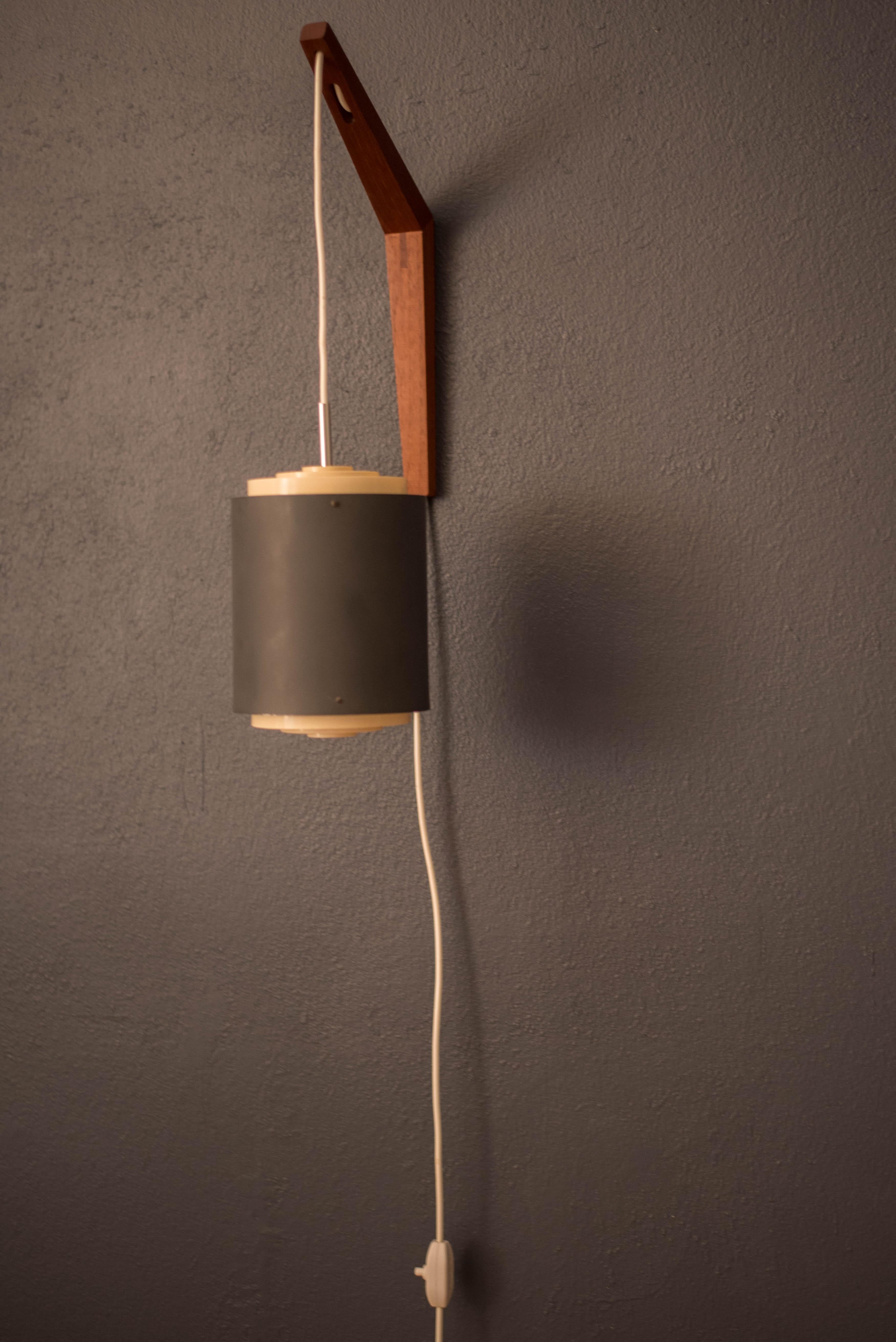 Vintage Matte Blue Scandinavian Teak Wall Sconce Pendant 5