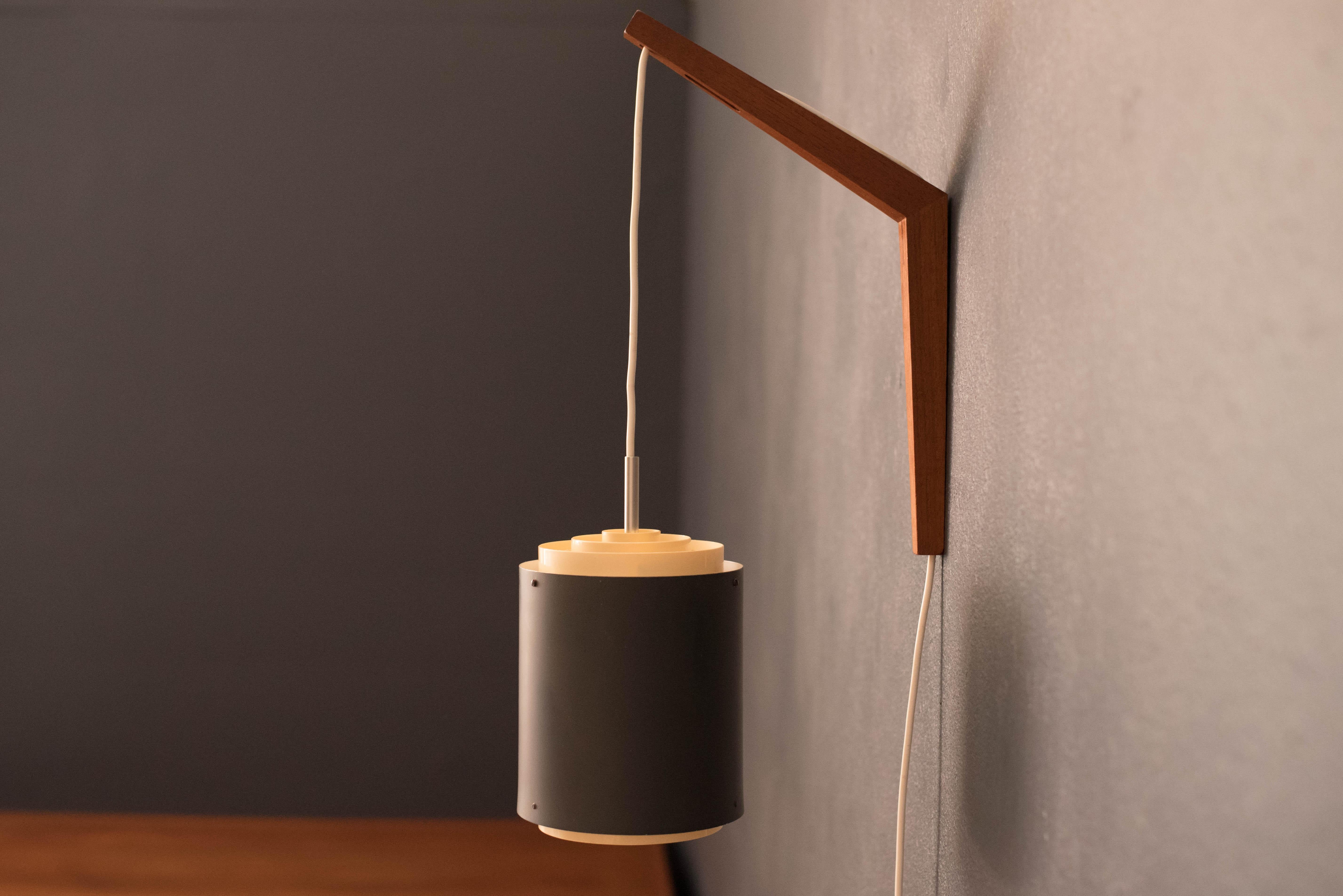 Scandinavian Modern Vintage Matte Blue Scandinavian Teak Wall Sconce Pendant