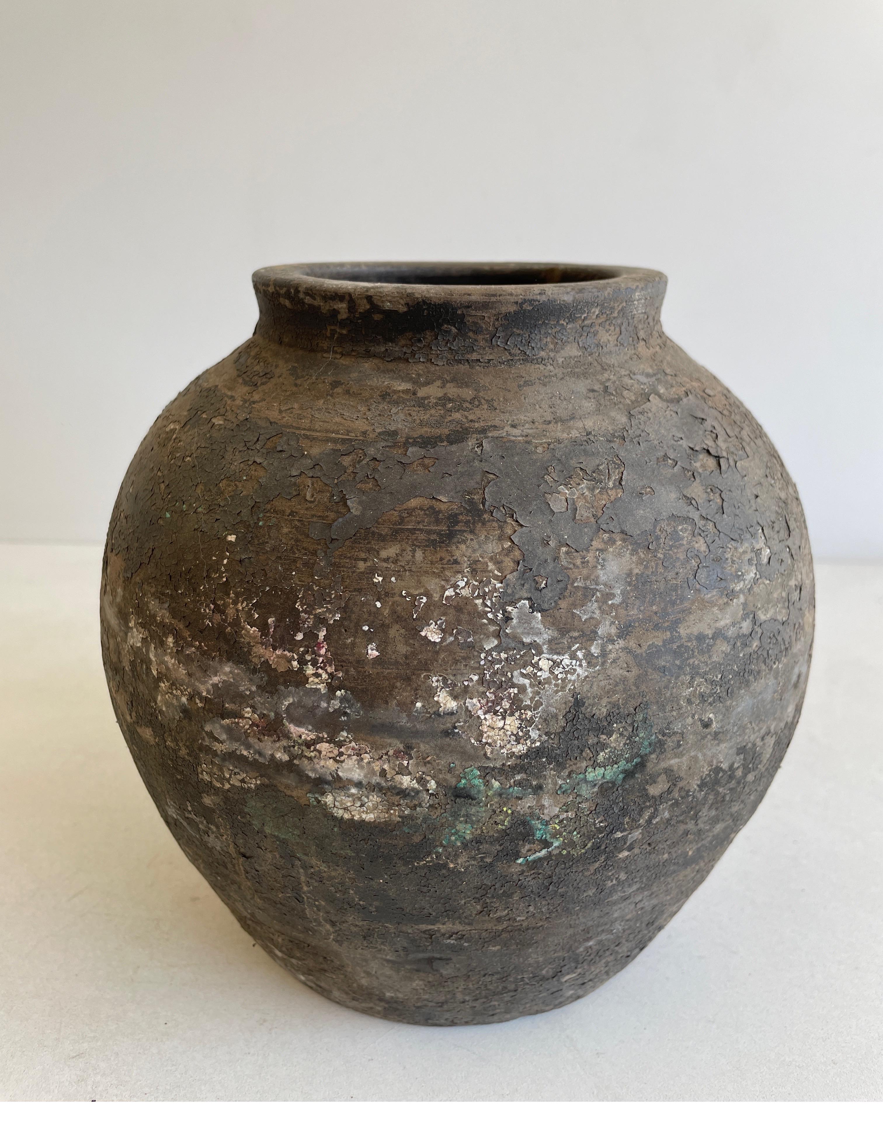 Pot décoratif vintage en poterie à l'huile argile mate  Bon état à Brea, CA