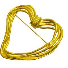 Vintage matte finish gold tone modernist heart designer brooch