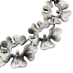 Vintage matte finish silver tone modernist necklace