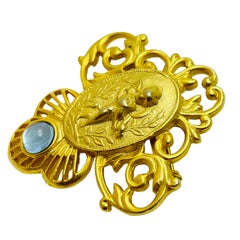 Vintage matte gold cherub angel designer brooch