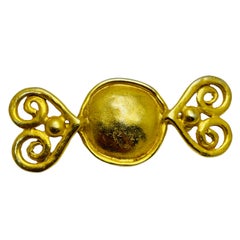 Vintage matte gold heart designer brooch
