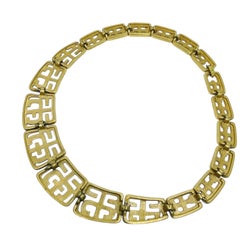 Vintage matte gold massive modernist geometric necklace bracelet earrings set