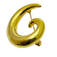 Vintage matte gold modernist designer brooch