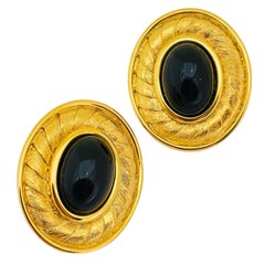 Vintage matte gold modernist designer runway clip on earrings