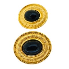 Vintage matte gold modernist designer runway clip on earrings