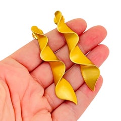 Vintage matte gold modernist geometric designer runway earrings