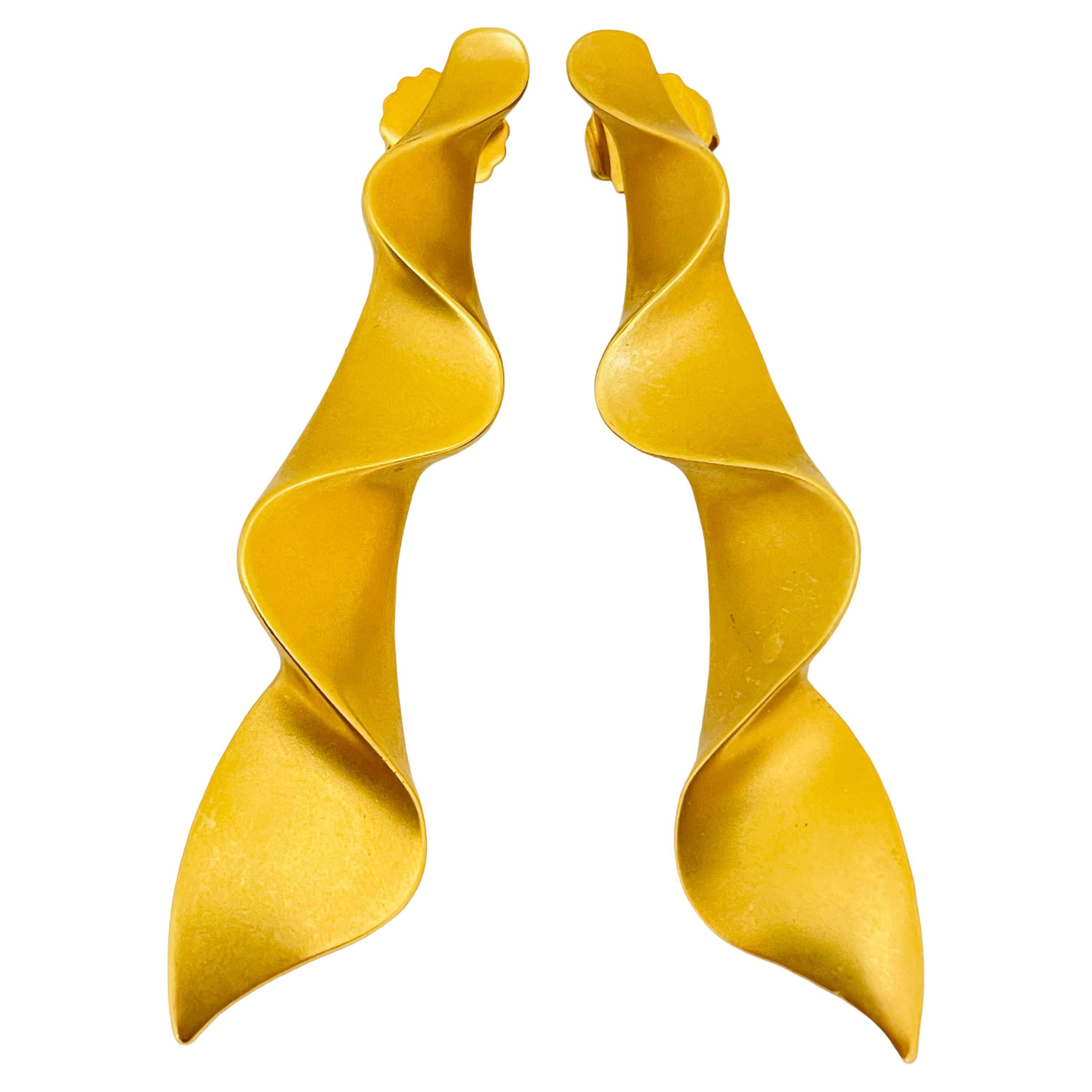 Vintage matte Gold modernistischen geometrischen Designer Laufsteg Ohrringe