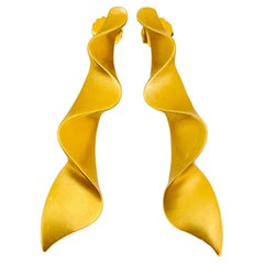 Vintage matte gold modernist geometric designer runway earrings
