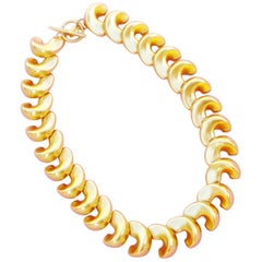 Retro Matte Gold Swirl Link Necklace by Anne Klein, 1980s