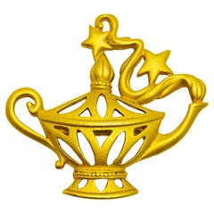 Spilla vintage in oro opaco per lampada Alladin