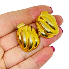Vintage matte gold tone designer clip on earrings