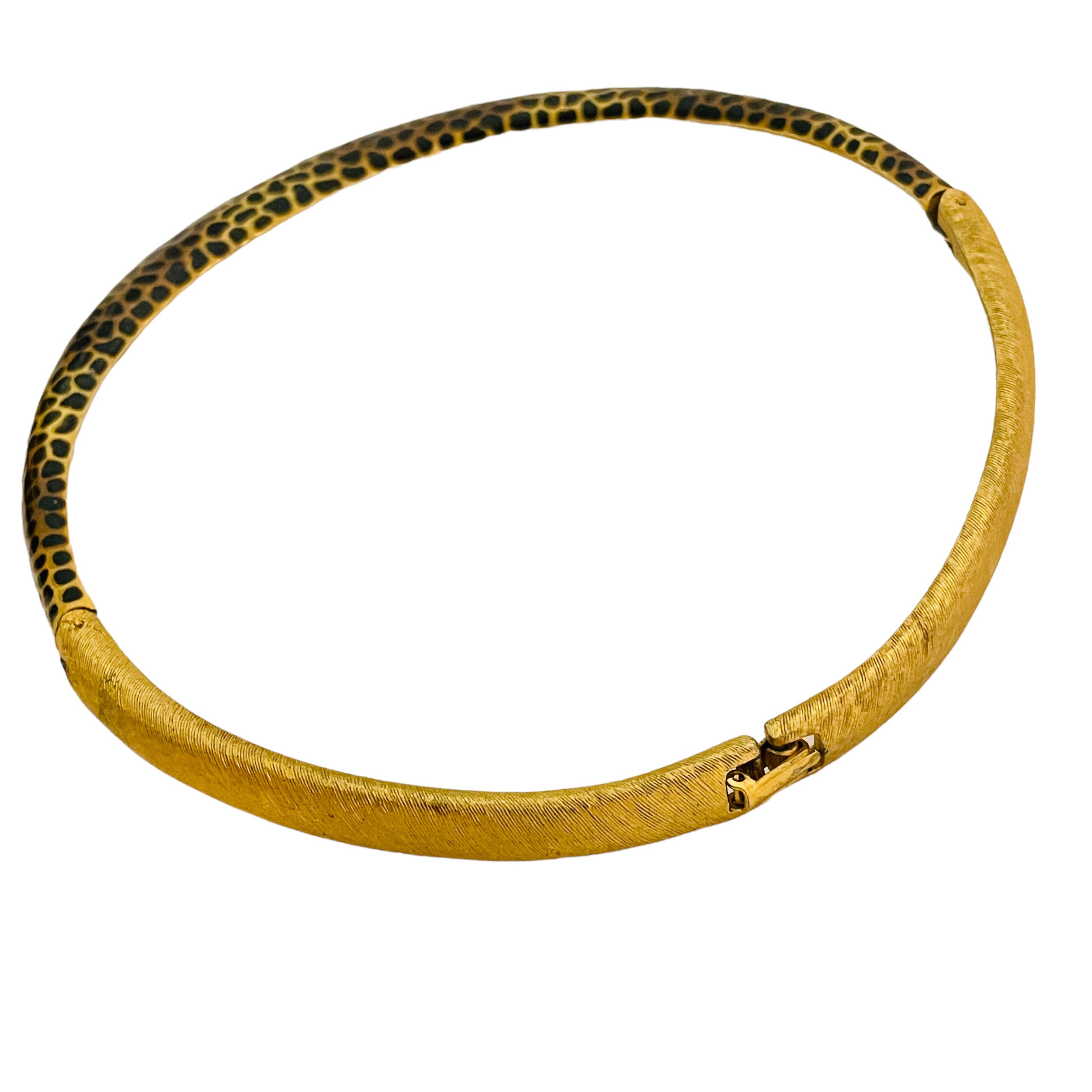 da uomo o donna Collana girocollo di design con collare di pantera vintage in smalto dorato opaco in vendita