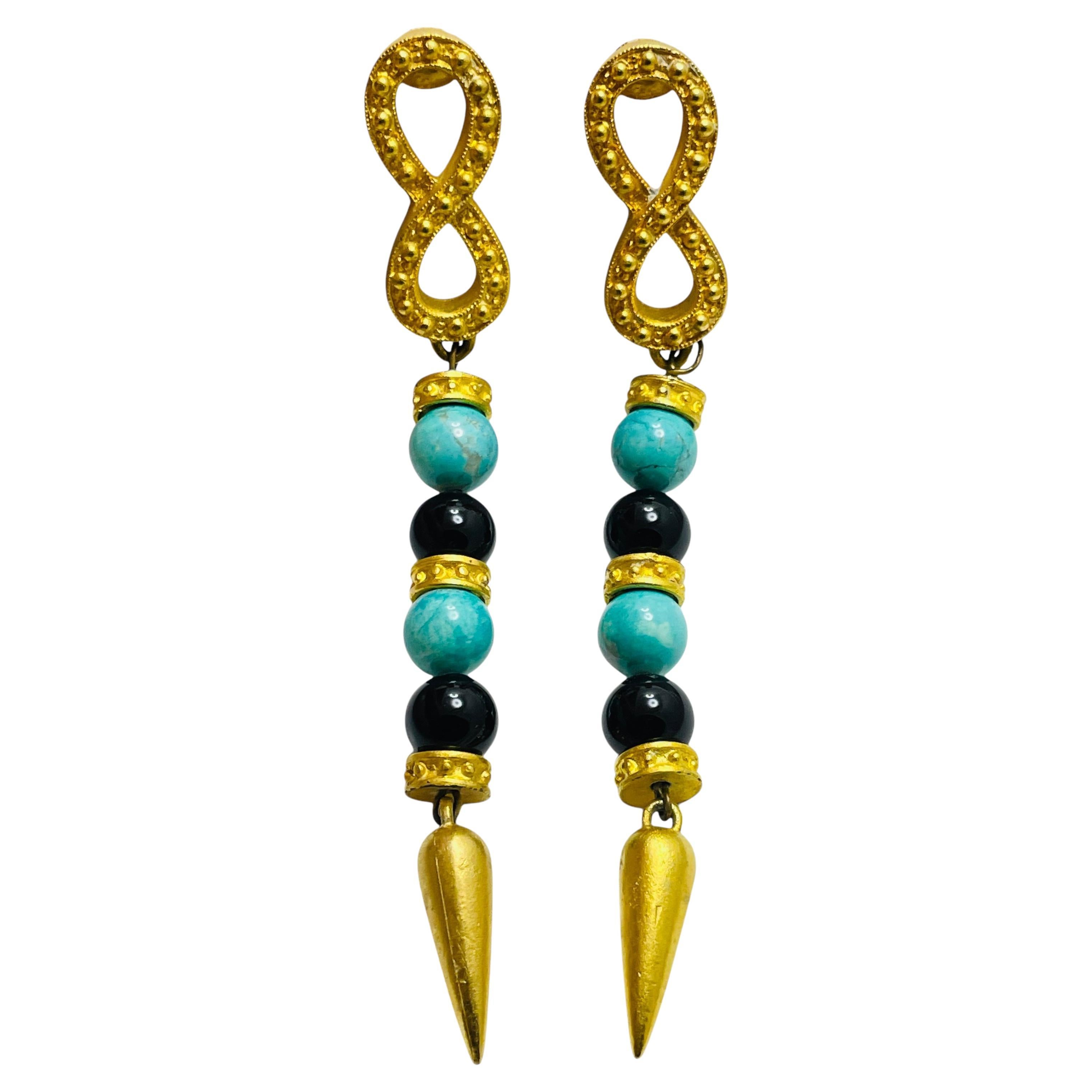 Pendientes de clip de cristal etrusco en tono dorado mate vintage de diseño de pasarela en venta