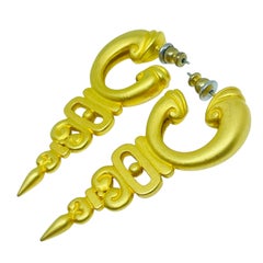 Vintage matte gold tone Etruscan style earrings