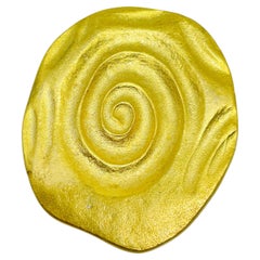 Vintage matte gold tone geometric designer scarf clip 1980's