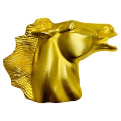 Vintage matte gold tone huge horse designer brooch