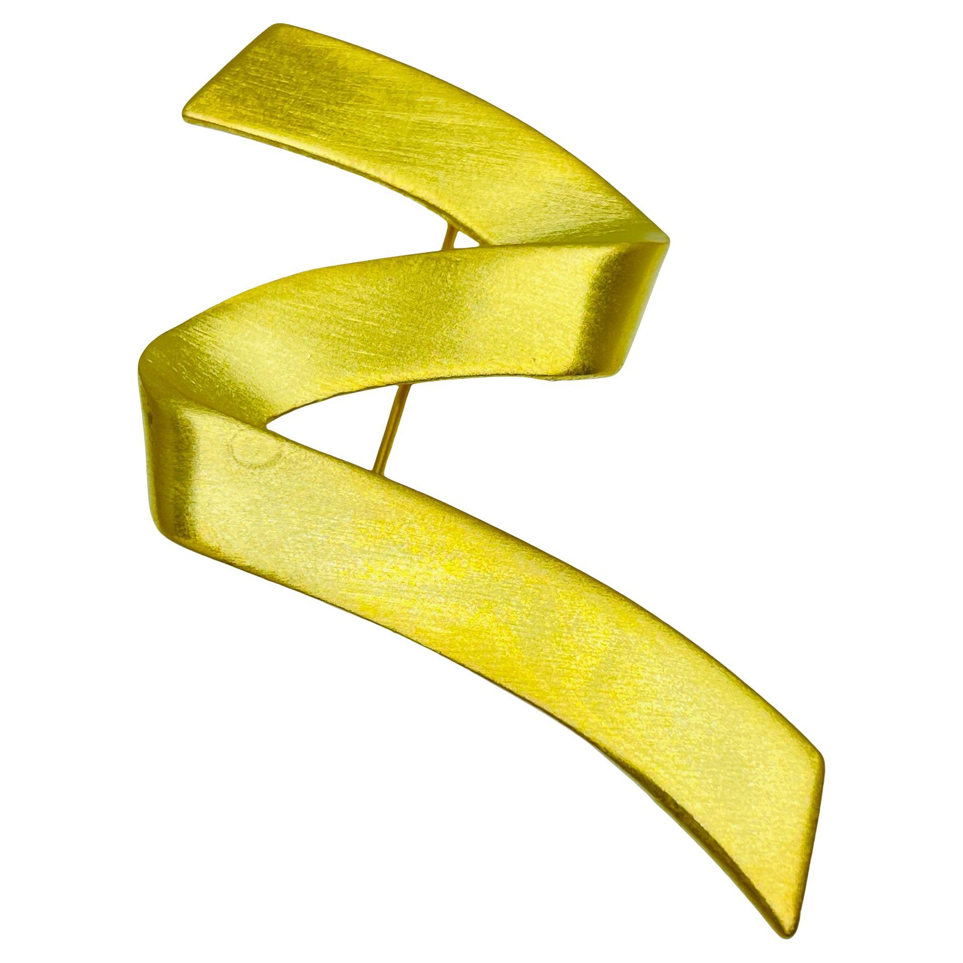 Vintage matte Goldton modernistische Designer-Brosche