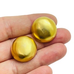 Vintage matte gold tone modernist pierced earrings