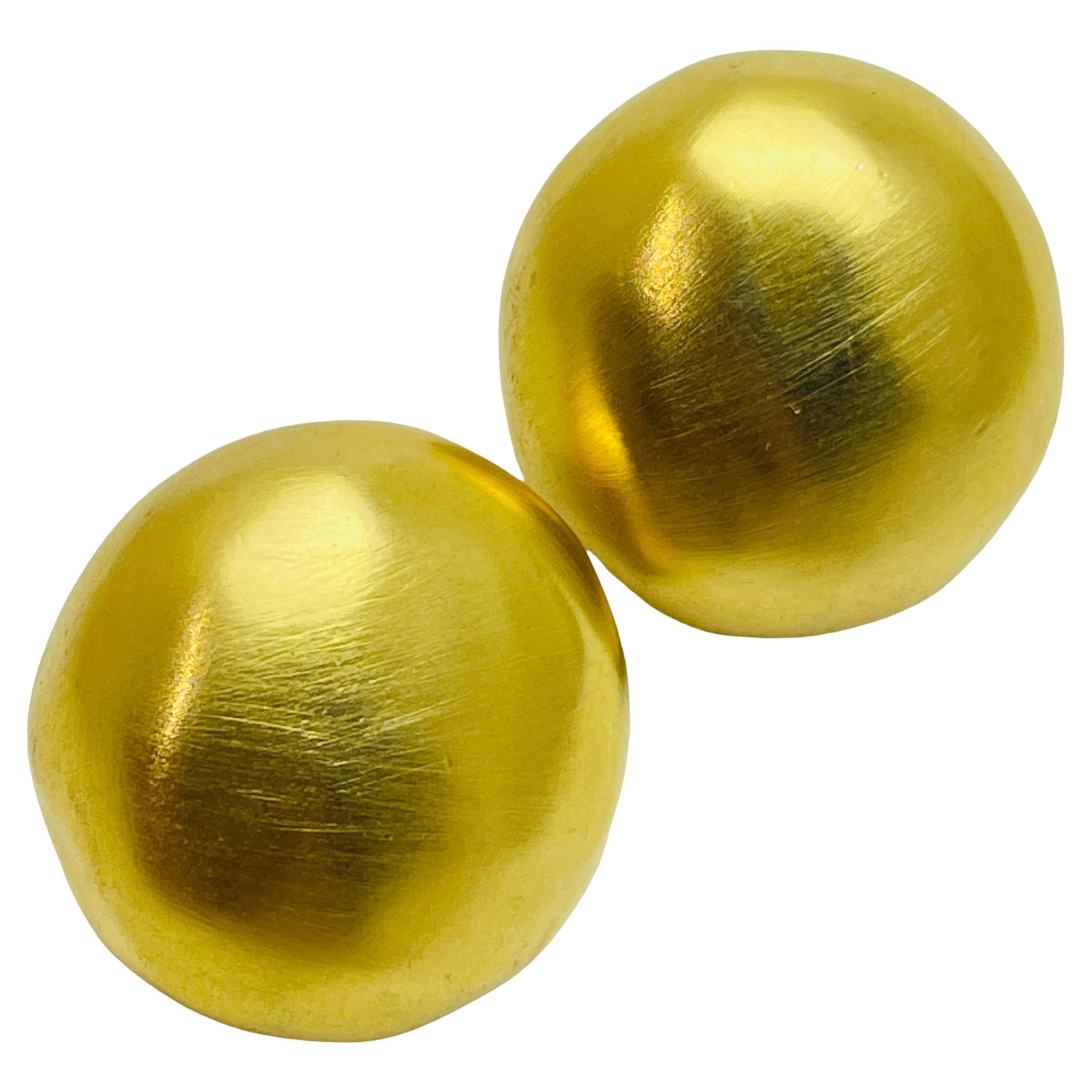 Vintage matte gold tone modernist pierced earrings