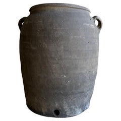 Vintage Matte Gray Clay Pottery with Handles