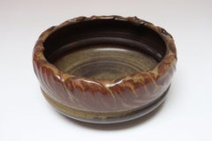 Vintage Matte Maroon Glazed Ceramic Planter Bowl by Deanna Nichols