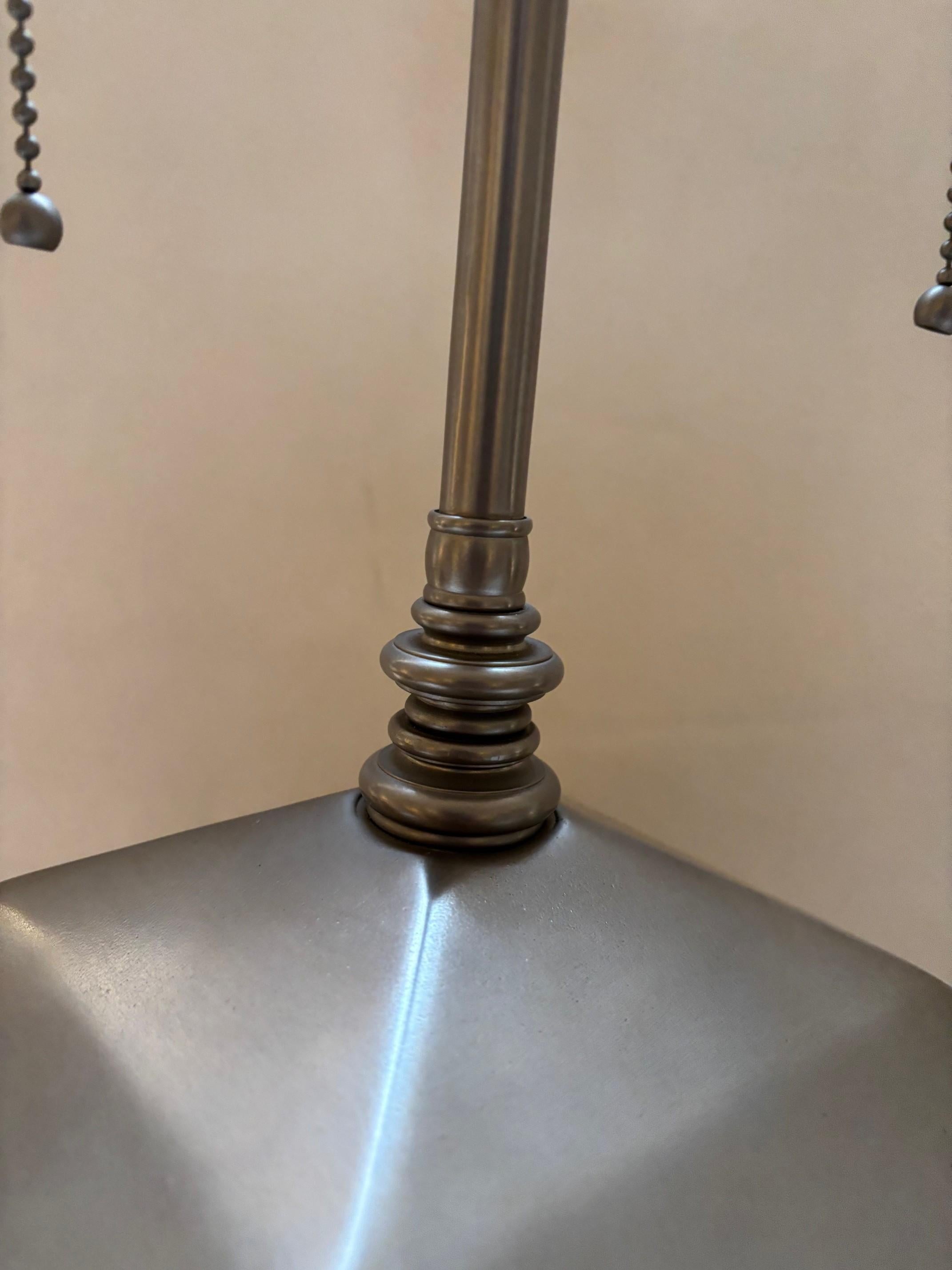 Vintage Matte Nickle Plated Mounted On a Black Granite Base Geometric Table Lamp For Sale 3