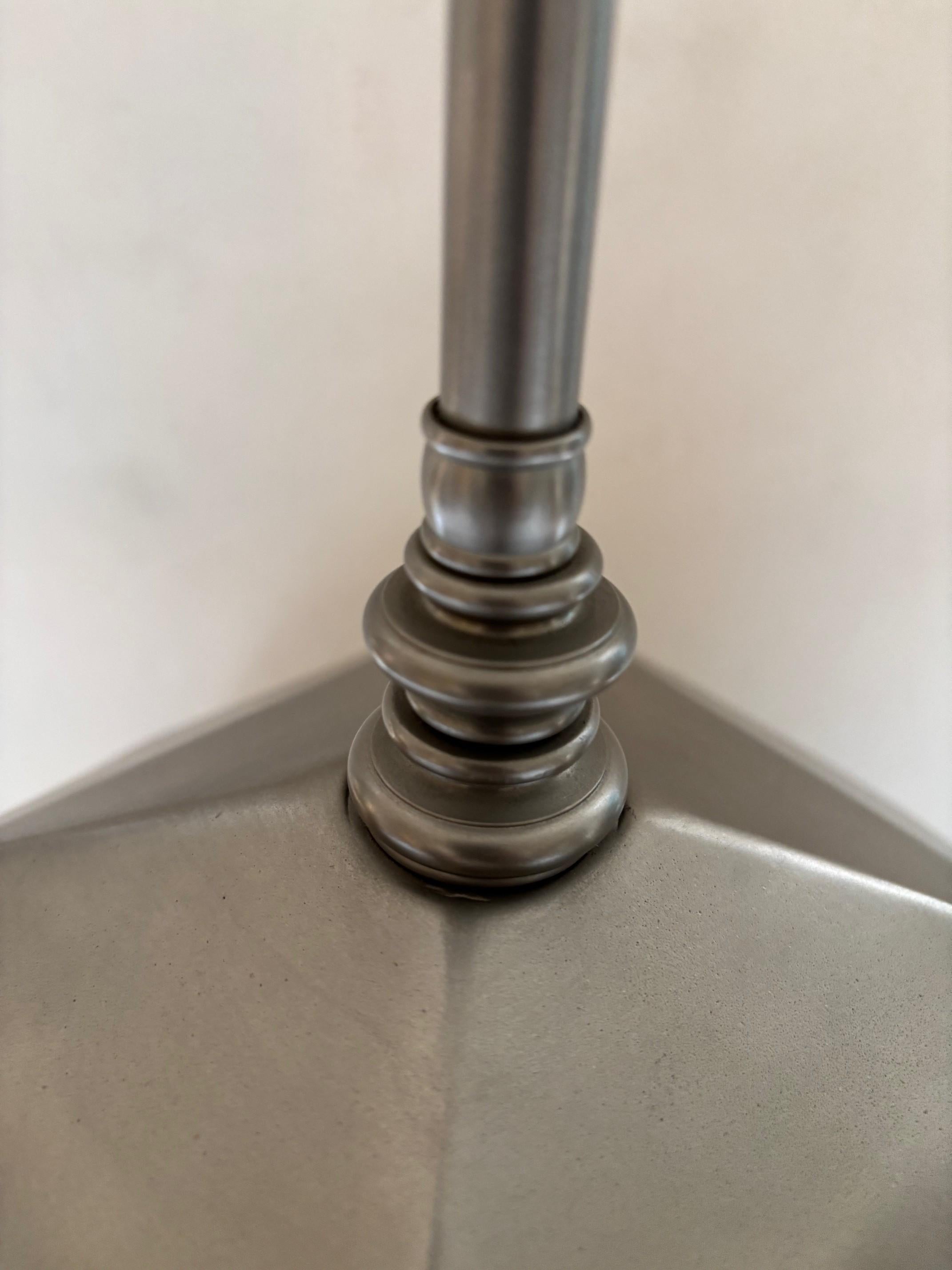 American Vintage Matte Nickle Plated Mounted On a Black Granite Base Geometric Table Lamp For Sale