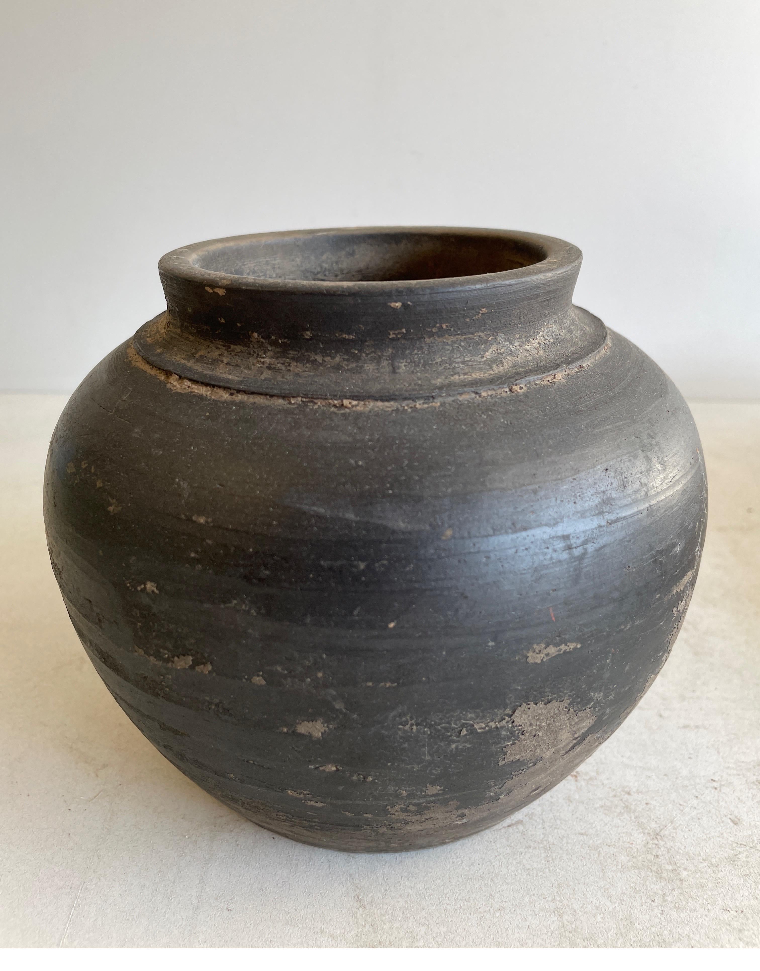 Vintage Matte oil pots pottery beautifully terracotta rich in character, this vintage oil pot adds just the right amount of texture + warmth where you need it. Stunning matte finish with warm terra-cotta accents, and dark grey tones. Each piece is