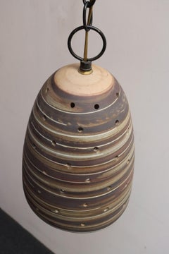 Vintage Matte Stoneware "Beehive" Pendant Lamp by Jane and Gordon Martz