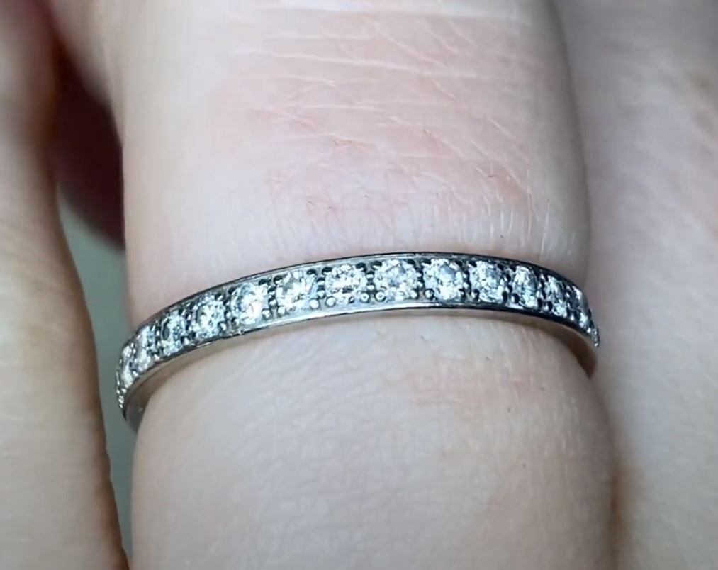 Vintage Mauboussin 0.25ct Diamond Eternity Wedding Band, 18k White Gold In Excellent Condition For Sale In New York, NY