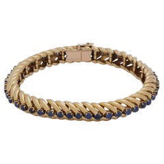 Vintage Mauboussin Bracelet en or jaune 18 carats et saphir bleu Boîte d'origine