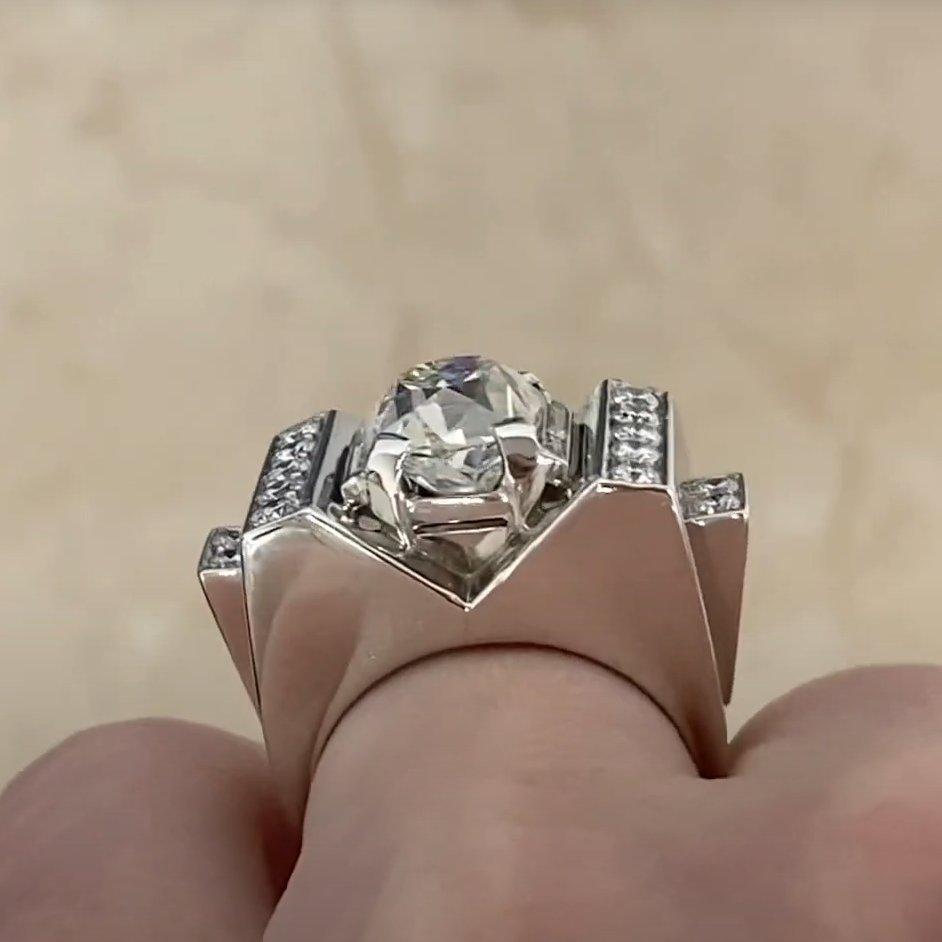 Anillo de compromiso de diamantes Mauboussin vintage (GIA aprox. 3,00 quilates), platino en Excelente estado para la venta en New York, NY